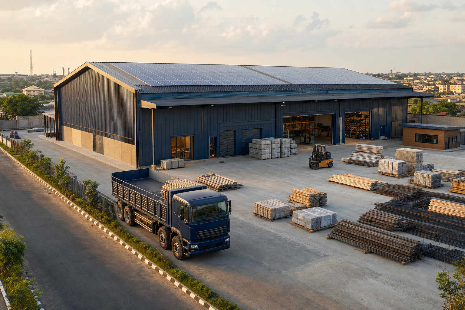 Organised materials at a contemporary distribution facility